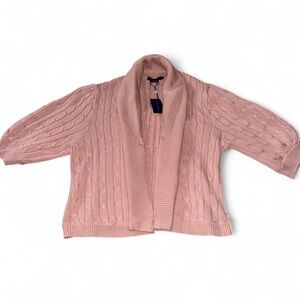 Ralph Lauren Women's Dusty Pink Cable Knit Cardigan NWT Size XL Pima cotton